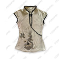 Chinese style T-shirt fashion high street Y2K millennial mood girl Gothic button fashion retro plaid women's short-sleeved tops