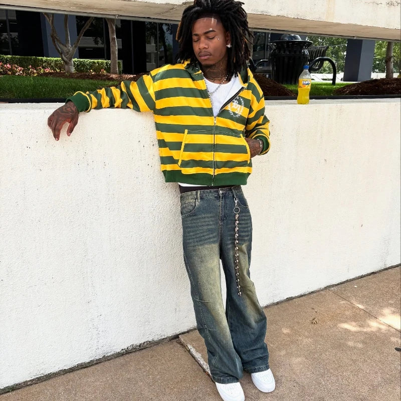 Stripe Rivet Hoodie