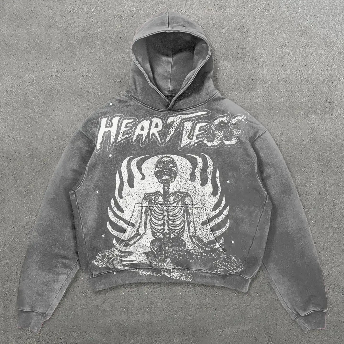 European and American Popular Skull Letter Printed Hoodie Harajuku Style Y2K Street Couple Outfit Spring and Autumn Hoodie