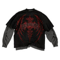 Y2K Cyber Grunge Fake Two Piece T-Shirt Scarlet Mystery Texture Gothic Streetwear Unisex Layered Top Lonely Rebel Style