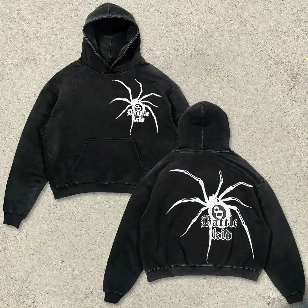 European and American Popular Skull Letter Printed Hoodie Harajuku Style Y2K Street Couple Outfit Spring and Autumn Hoodie
