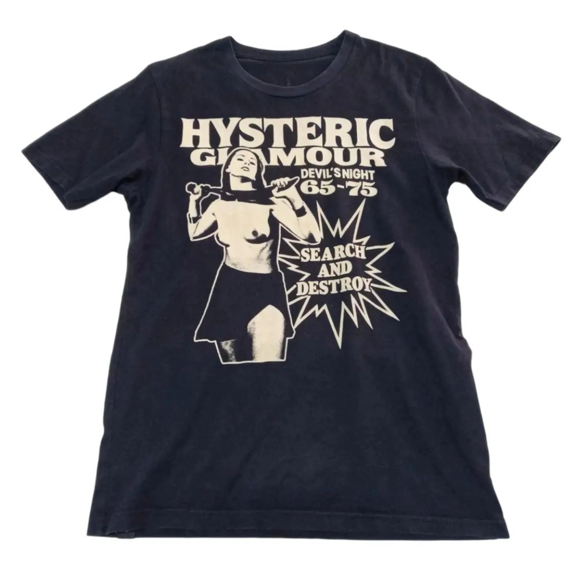 Hysteric Glamour 90s Retro Style Charcoal Reprint T Shirt for Men Women Y2k Graphic Short Sleeve Shirt Unisex Men Women Summer
