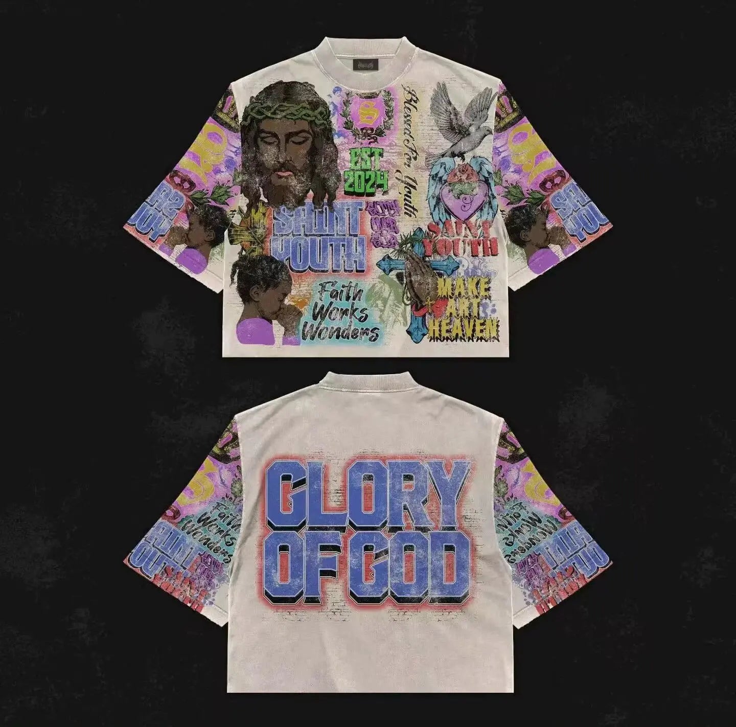 Y2K T Shirt Mid Long Sleeve Men Women Punk Hip Hop Graffiti Style Graphic Printed Oversized T Shirt Harajuku Loose Short MN5X