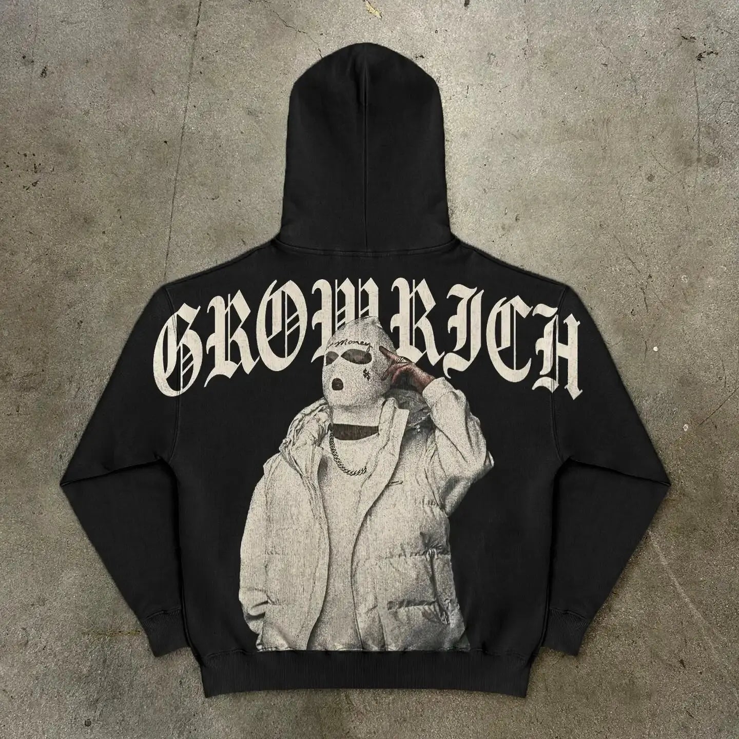 European and American Popular Skull Letter Printed Hoodie Harajuku Style Y2K Street Couple Outfit Spring and Autumn Hoodie